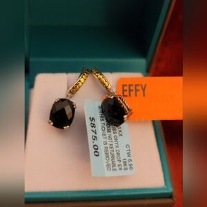 EFFY® Onyx Dangle Hoop Drop Earrings in Sterling Silver & 18k Gold BNWT/SOLD OUT